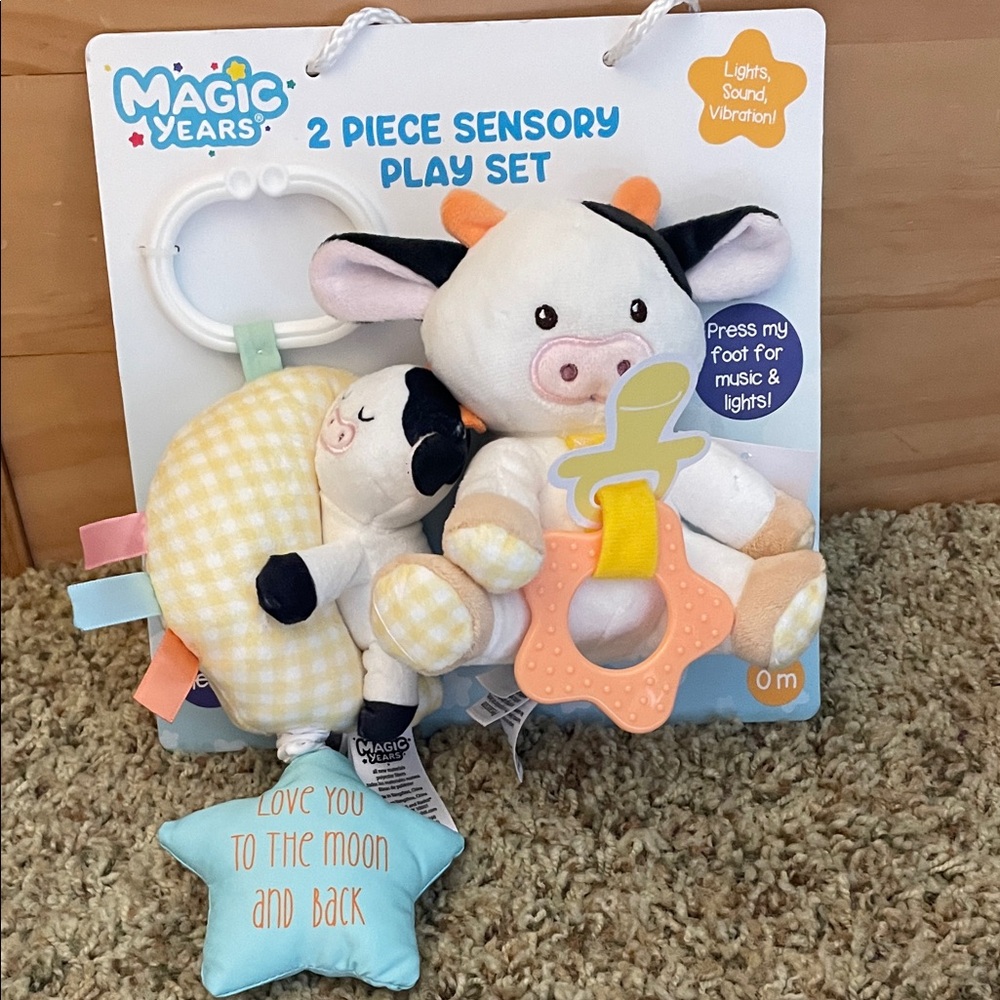 Cow and Moon Sensory Play Set - Orange, Yellow, Blue